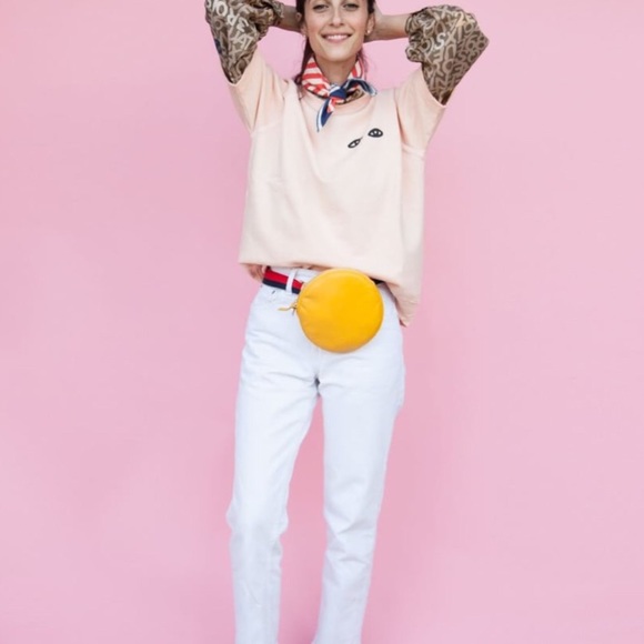 New Clare V. Maison Yellow Leather Circle Clutch - Picture 4 of 8